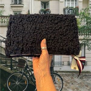 NWT Anthropologie Fluffy Navy Blue Purse & Clutch